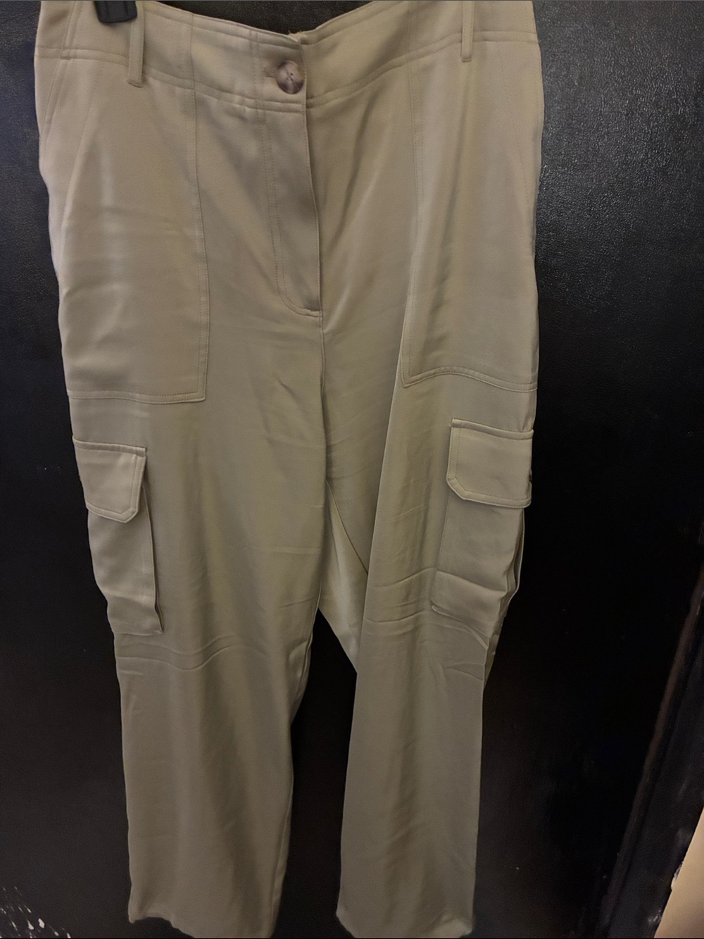 Joie Sage Green Satin Cargo Pants NWT 10